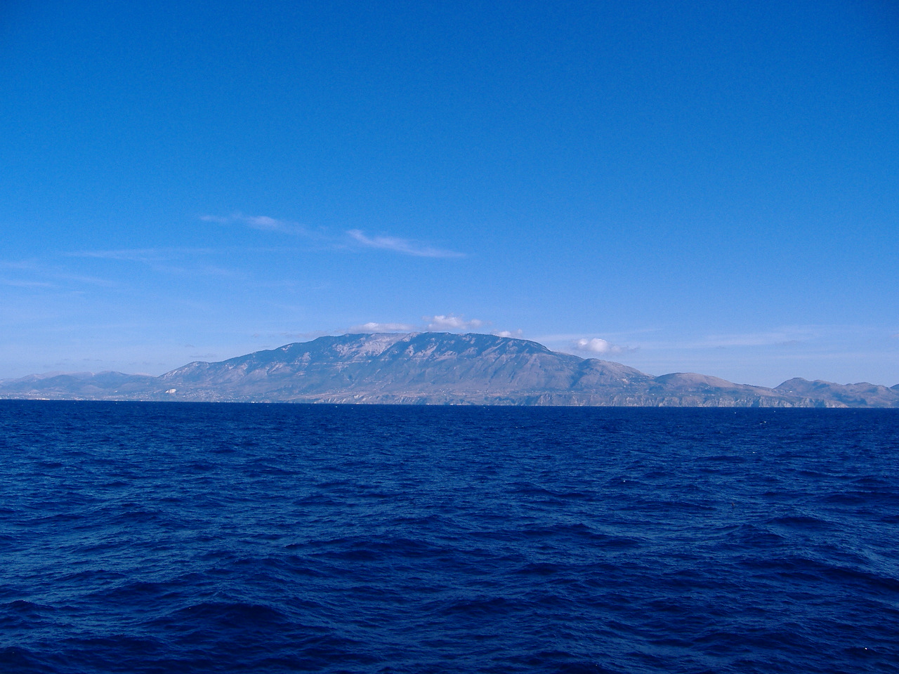 A view of the Kefalonia island from the sea.